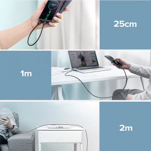 Кабел за зареждане и данни UGREEN USB Type A към USB Type C с бързо зареждане 3.0 3A 0.25m черен (US287 60114) - Img 11