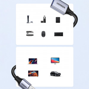 Кабел за зареждане и данни UGREEN USB Type A 3.0 5Gb/s 2m сив (US115) - Img 6