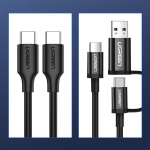 Кабел за зареждане и данни UGREEN USB Type C към USB Type C 3A 3m черен (US286) - Img 11