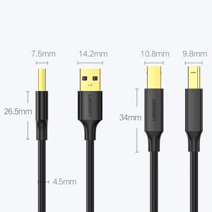 Кабел за принтер UGREEN USB Type B към USB Type A 480Mb/s 2m черен (US135 20847) - Img 9