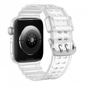 Каишка със стоманена закопчалка Triple Protection - Apple Watch 41mm Series 9 / 41mm Series 8 / 41mm Series 7 / 40mm Series 6 / 40mm SE / 40mm Series 5 / 40mm Series 4 / 38mm Series 3 / 38mm Series 2 / 38mm (1st gen) прозрачен - Img 5
