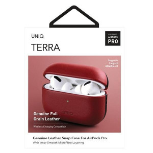 Калъф за слушалки от естествена кожа UNIQ Terra - AirPods Pro червен - Img 7