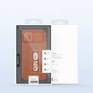 Калъф тип книга от еко кожа с подвижно покритие за камерата NILLKIN Qin Leather Pro - iPhone 14 Plus черен - Img 5