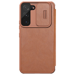 Калъф тип книга от еко кожа с подвижно покритие за камерата NILLKIN Qin Leather Pro - Samsung Galaxy S22 кафяв - Img 3