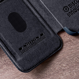 Калъф тип книга от еко кожа с подвижно покритие за камерата NILLKIN Qin Leather Pro - Samsung Galaxy S23+ кафяв - Img 13