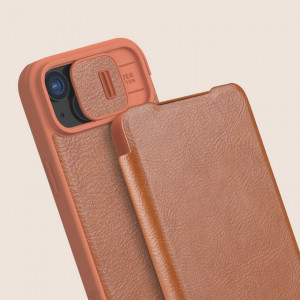 Калъф тип книга от еко кожа с подвижно покритие за камерата NILLKIN Qin Leather Pro - iPhone 15 Pro Max черен - Img 12