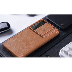 Калъф тип книга от еко кожа с подвижно покритие за камерата NILLKIN Qin Leather Pro - Samsung Galaxy S22+ черен - Img 19