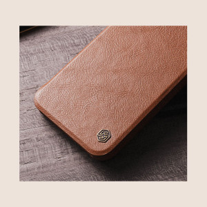 Калъф тип книга от еко кожа с подвижно покритие за камерата NILLKIN Qin Leather Pro - Samsung Galaxy S22+ кафяв - Img 17