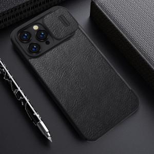 Калъф тип книга от еко кожа с подвижно покритие за камерата NILLKIN Qin Leather Pro - iPhone 14 Pro кафяв - Img 18