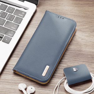 Калъф тип книга от естествена кожа DUX DUCIS Hivo със система против кражба - Samsung Galaxy S22+ син - Img 9