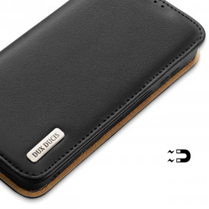 Калъф тип книга от естествена кожа DUX DUCIS Hivo със система против кражба - Samsung Galaxy S23+ черен - Img 6
