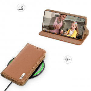 Калъф тип книга от естествена кожа DUX DUCIS Hivo със система против кражба - Samsung Galaxy S23+ кафяв - Img 7
