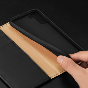 Калъф тип книга от естествена кожа DUX DUCIS Hivo със система против кражба - Samsung Galaxy S22+ син - Img 13