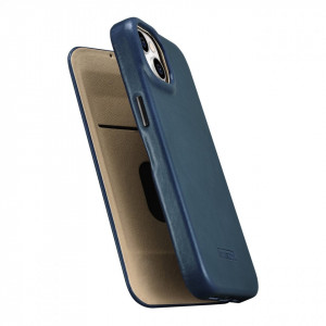 Калъф тип книга от естествена кожа iCARER CE Oil Wax Premium MagSafe - iPhone 14 син - Img 10