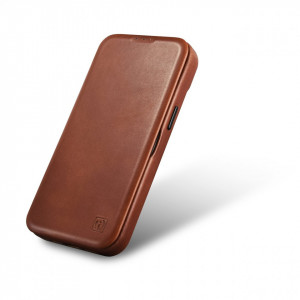 Калъф тип книга от естествена кожа iCARER CE Oil Wax Premium MagSafe - iPhone 14 Plus кафяв - Img 7