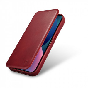 Калъф тип книга от естествена кожа iCARER CE Oil Wax Premium MagSafe - iPhone 14 Plus червен - Img 9
