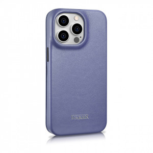 Калъф тип книга от естествена кожа iCARER CE Oil Wax Premium MagSafe - iPhone 14 Pro светлолилав - Img 4