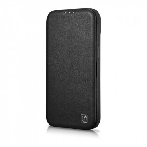 Калъф тип книга от естествена кожа iCARER CE Oil Wax Premium MagSafe - iPhone 14 Plus черен - Img 6