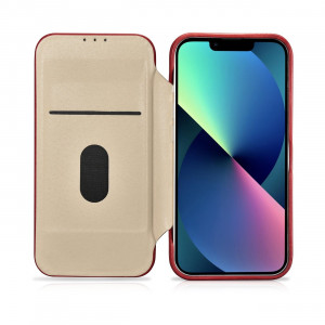 Калъф тип книга от естествена кожа iCARER CE Oil Wax Premium MagSafe - iPhone 14 Plus червен - Img 18