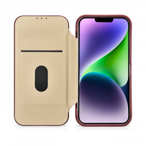 Калъф тип книга от естествена кожа iCARER CE Oil Wax Premium MagSafe - iPhone 14 Plus червен - Img 18
