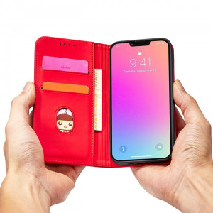 Калъф тип книга с външен джоб Magnet Card - iPhone 14 Pro червен - Img 11