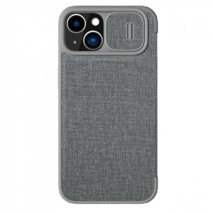 Калъф тип книга с подвижно покритие за камерата NILLKIN Qin Cloth Pro - iPhone 14 Plus сив - Img 1