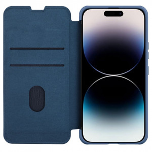 Калъф тип книга с подвижно покритие за камерата NILLKIN Qin Cloth Pro - iPhone 14 Pro син - Img 4