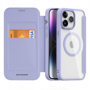 Калъф тип книга с прозрачен гръб DUX DUCIS Skin X Pro MagSafe - iPhone 15 Pro Max лилав - Img 2