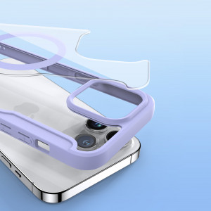 Калъф тип книга с прозрачен гръб DUX DUCIS Skin X Pro MagSafe - iPhone 15 Pro Max лилав - Img 12