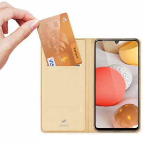 Калъф тип книга DUX DUCIS Skin Pro - Samsung Galaxy A42 5G златист - Img 2