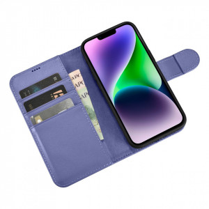 Калъф тип книга iCARER Wallet 2в1 против кражба - iPhone 14 Cover светлолилав - Img 10