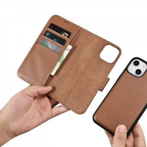 Калъф тип книга iCARER Wallet 2в1 против кражба - iPhone 14 Plus Cover кафяв - Img 14