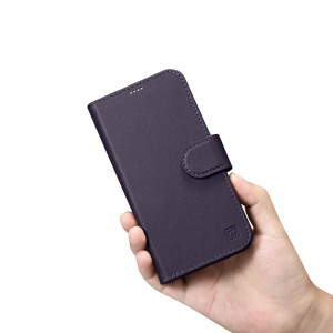 Калъф тип книга iCARER Wallet 2в1 против кражба - iPhone 14 Plus тъмнолилав - Img 12