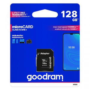 Карта памет GOODRAM 128GB micro SD XC UHS-I class 10 с SD адаптер (M1AA-01280R12) черна