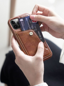 Кожен гръб с джоб за карти NILLKIN Aoge - iPhone 12 mini черен - Img 10