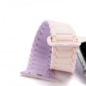 Магнитна силиконова каишка Dux Ducis Armor - Apple Watch Ultra 49mm / Ultra 2 49mm / 45mm Series 9 / 45mm Series 8 / 45mm Series 7 / 44mm SЕ (2nd gen) / 44mm SE / 44mm Series 6 / 44mm Series 5 / 44mm Series 4 / 42mm Series 3 / 42mm Series 2 розов / лилав - Img 3