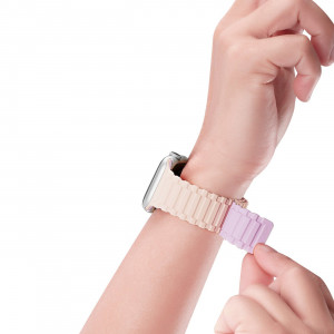 Магнитна силиконова каишка Dux Ducis Armor - Apple Watch Ultra 49mm / Ultra 2 49mm / 45mm Series 9 / 45mm Series 8 / 45mm Series 7 / 44mm SЕ (2nd gen) / 44mm SE / 44mm Series 6 / 44mm Series 5 / 44mm Series 4 / 42mm Series 3 / 42mm Series 2 розов / лилав - Img 8