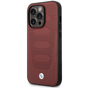 Оригинален гръб от еко кожа BMW Leather Seats MagSafe BMHMP14X22RPSR - iPhone 14 Pro Max бургундско червен - Img 2