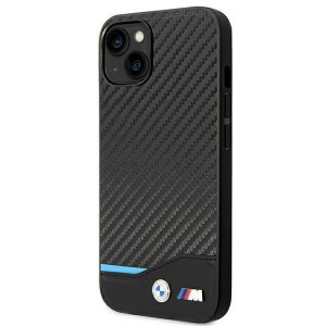 Оригинален гръб от естествена и еко кожа BMW Leather Carbon BMW BMHCP14M22NBCK - iPhone 14 Plus черен - Img 2