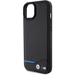 Оригинален гръб от естествена и еко кожа BMW Leather Carbon - iPhone 15 Plus черен - Img 6