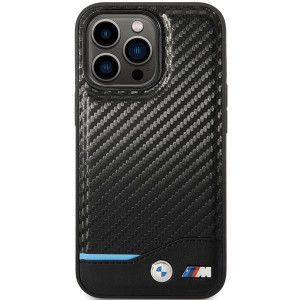 Оригинален гръб от естествена и еко кожа BMW Leather Carbon BMHCP13X22NBCK - iPhone 13 Pro Max черен - Img 3