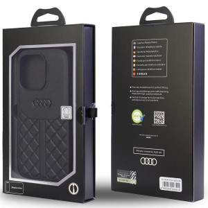 Оригинален гръб от естествена кожа AUDI Genuine Leather AU-TPUPCIP13P-Q8 / D1-BK - iPhone 13 Pro черен - Img 5