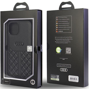 Оригинален гръб от естествена кожа AUDI Genuine Leather AU-TPUPPCIP14-Q8 / D1-BK - iPhone 14 черен - Img 7