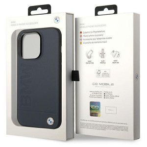 Оригинален гръб от естествена кожа BMW Leather Hot Stamp MagSafe BMHMP14XSLLNA - iPhone 14 Pro Max тъмносин - Img 8