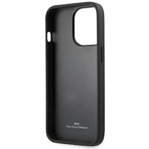 Оригинален гръб от естествена кожа BMW Leather Stamp BMHCP14XSLLBK - iPhone 14 Pro Max черен - Img 7