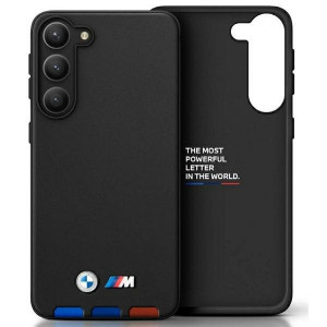 Оригинален гръб от естествена кожа BMW Leather Stamp Tricolor BMHCSA54 5G22PTDK - Samsung Galaxy A54 5G черен