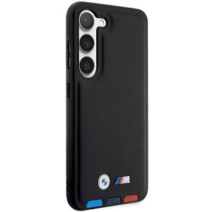 Оригинален гръб от естествена кожа BMW Leather Stamp Tricolor BMHCS23M22PTDK - Samsung Galaxy S23+ черен - Img 4