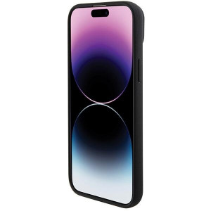 Оригинален гръб от естествена кожа BMW Leather Stamp Tricolor BMHCP15M22PTDK - iPhone 15 Plus черен - Img 5