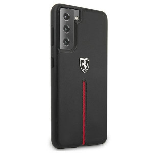 Оригинален гръб от естествена кожа FERRARI Off Track Leather Nylon Stripe FEOSIHCS21 5GSBK - Samsung Galaxy S21 5G черен - Img 4