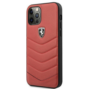 Оригинален гръб от естествена кожа FERRARI Off Track Quilted FEHQUHCP12MRE - iPhone 12 / 12 Pro червен - Img 2